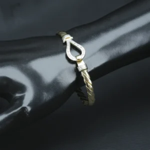 9ct Yellow Gold Gemstone Loop Bangle