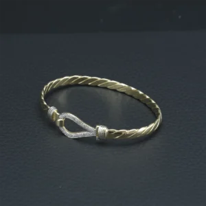 9ct Yellow Gold Gemstone Loop Bangle