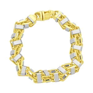 9ct Yellow And White Gold Fancy Cage Bracelet 9” 9.5mm
