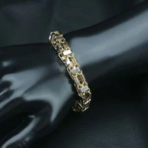 9ct Yellow And White Gold Fancy Cage Bracelet 9” 9.5mm