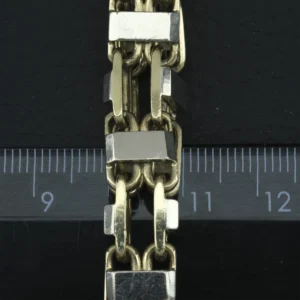 9ct Yellow And White Gold Fancy Cage Bracelet 9” 9.5mm