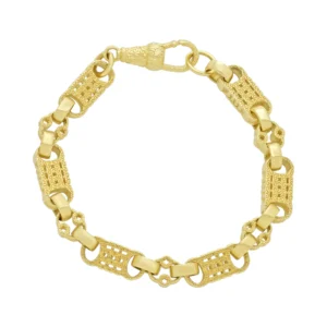 9ct Yellow Gold Stars & Bars Bracelet 6.5″ 6.5mm