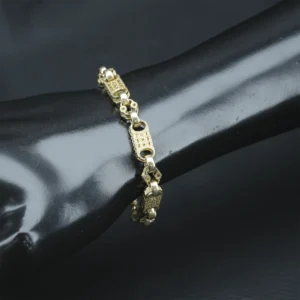 9ct Yellow Gold Stars & Bars Bracelet 6.5″ 6.5mm