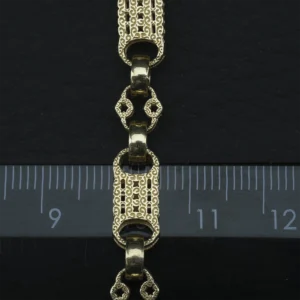9ct Yellow Gold Stars & Bars Bracelet 6.5″ 6.5mm