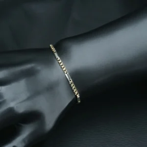 9ct Yellow & White Gold Fancy Figaro Bracelet 6.5″ 3mm