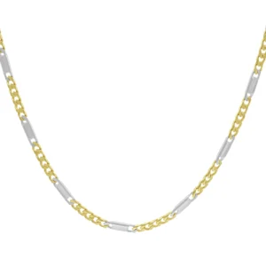 9ct Yellow & White Gold Fancy Figaro Chain 17.5″ 3mm