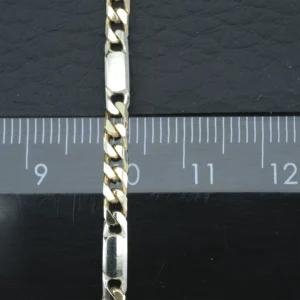 9ct Yellow & White Gold Fancy Figaro Chain 17.5″ 3mm