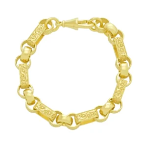 9ct Yellow Gold Gypsy Link Bracelet 8″ 9mm