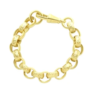 9ct Yellow Gold Patterned Belcher Bracelet 8.5″ 11.5mm