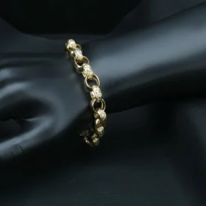 9ct Yellow Gold Patterned Belcher Bracelet 8.5″ 11.5mm