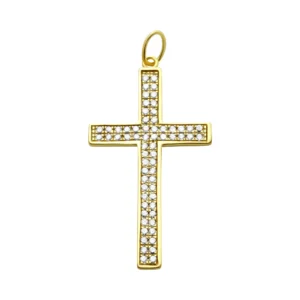 9ct Yellow Gold Gemstone Cross Pendant