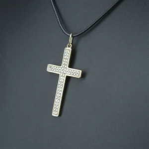 9ct Yellow Gold Gemstone Cross Pendant