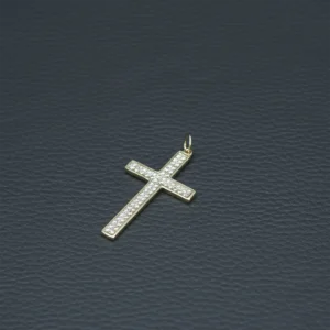 9ct Yellow Gold Gemstone Cross Pendant