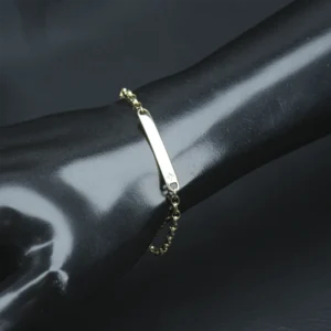 9ct Yellow Gold Diamond Identity Bracelet 6.5″ 4mm