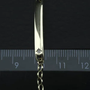 9ct Yellow Gold Diamond Identity Bracelet 6.5″ 4mm