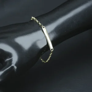 9ct Yellow Gold Diamond Identity Bracelet 6.5″ 4mm