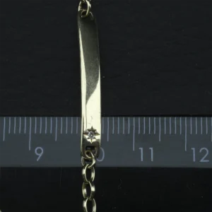 9ct Yellow Gold Diamond Identity Bracelet 6.5″ 4mm