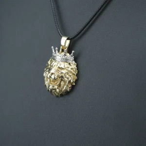 14ct Yellow And White Gold Lion Pendant