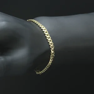 14ct Yellow Gold Gemstone Cuban Bracelet 7″ 5mm