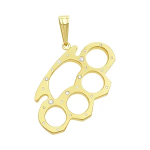 14ct Yellow Gold Gemstone Knuckle Duster Pendant