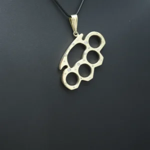 14ct Yellow Gold Gemstone Knuckle Duster Pendant
