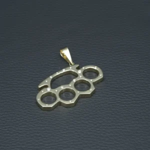 14ct Yellow Gold Gemstone Knuckle Duster Pendant