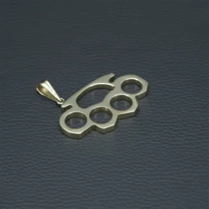 14ct Yellow Gold Gemstone Knuckle Duster Pendant