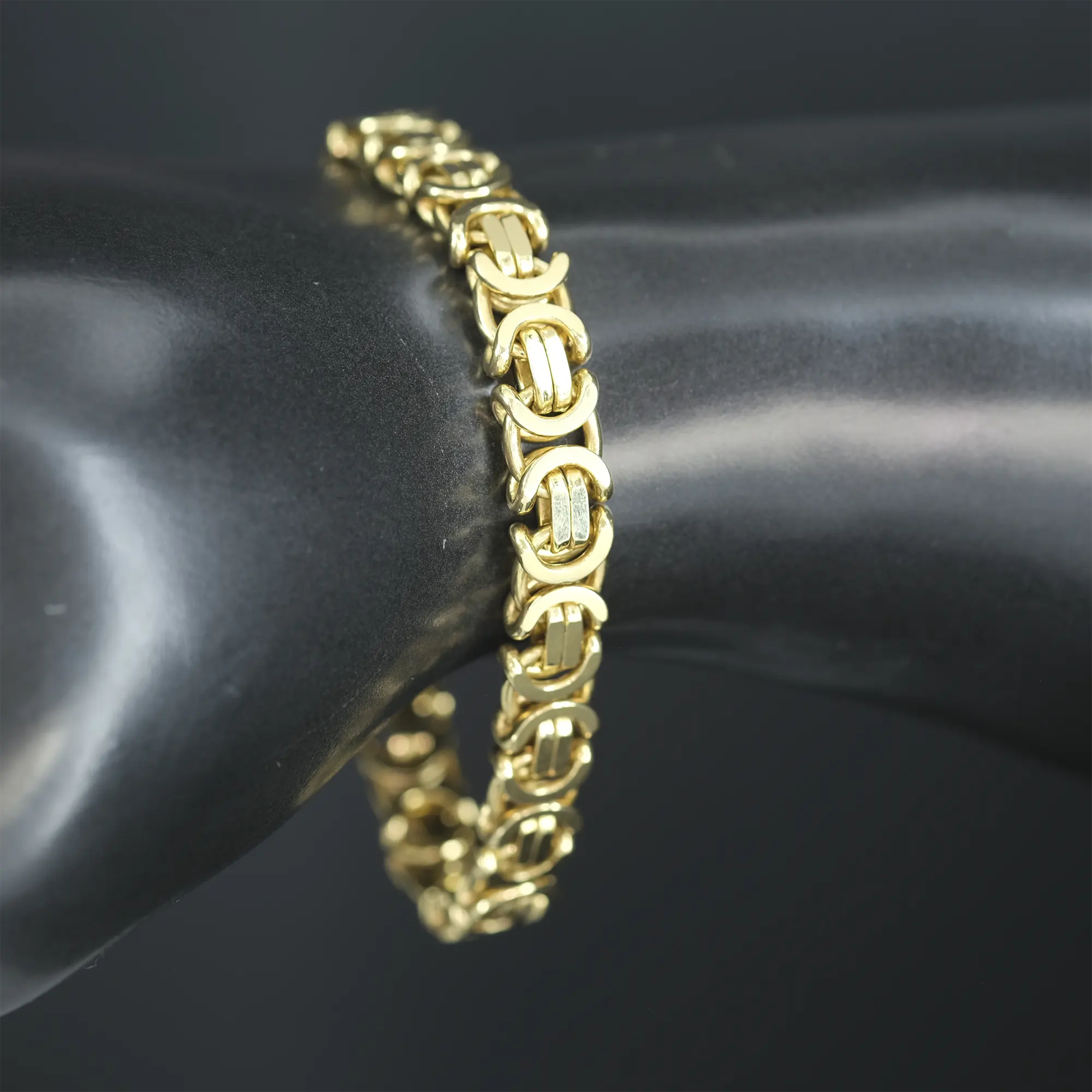 18ct Yellow Gold Byzantine Bracelet 8.5" 9.5mm - Image 2