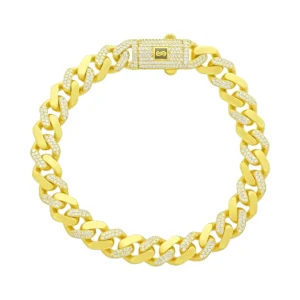 18ct Yellow Gold Gemstone Cuban Bracelet 8″ 9.5mm