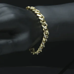 18ct Yellow Gold Gemstone Cuban Bracelet 8″ 9.5mm