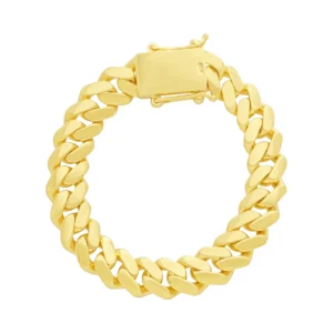 9ct Yellow Gold Cuban Bracelet 9″ 14mm