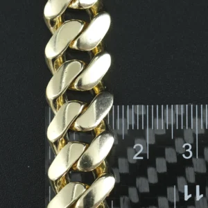 9ct Yellow Gold Cuban Bracelet 9″ 14mm