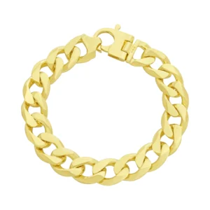 9ct Yellow Gold Curb Bracelet 9″ 14mm