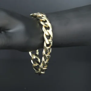 9ct Yellow Gold Curb Bracelet 9″ 14mm