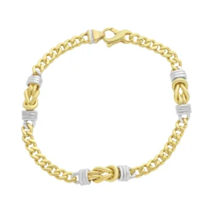 9ct Yellow & White Gold Fancy Figaro Bracelet 7.5″ 6.5mm