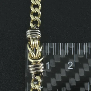 9ct Yellow & White Gold Fancy Figaro Bracelet 7.5″ 6.5mm
