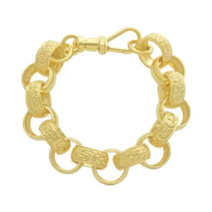 9ct Yellow Gold Patterned Belcher Bracelet 9.5″ 18.5mm