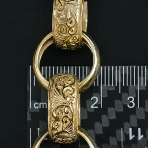 9ct Yellow Gold Patterned Belcher Bracelet 9.5″ 18.5mm