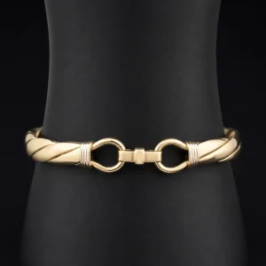 9ct Yellow Gold Twist Double Loop Bangle