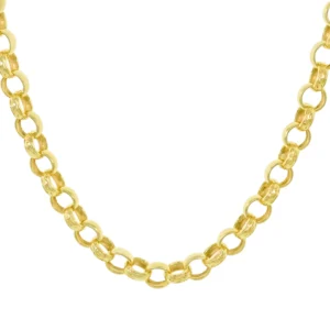 9ct Yellow Gold Patterned Belcher Chain 23.5″ 8mm