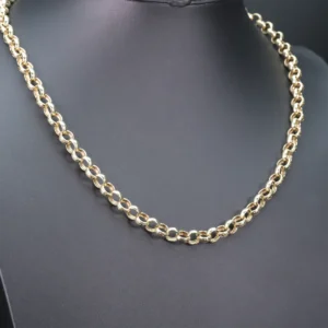 9ct Yellow Gold Patterned Belcher Chain 23.5″ 8mm