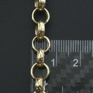 9ct Yellow Gold Patterned Belcher Chain 23.5″ 8mm
