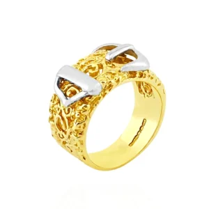 9ct Yellow & White Gold Buckle Ring