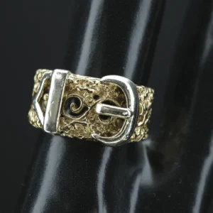 9ct Yellow & White Gold Buckle Ring