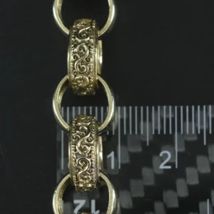 9ct Yellow Gold Patterned Belcher Bracelet 10″ 13mm