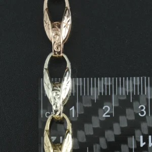 9ct Tri-Colour Gold Tulip Bracelet 7.5″ 7.5mm