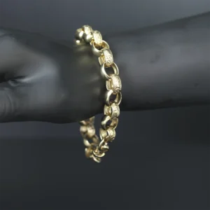 9ct Yellow Gold Patterned Belcher Bracelet 9″ 11.5mm
