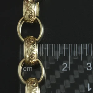 9ct Yellow Gold Patterned Belcher Bracelet 9″ 11.5mm