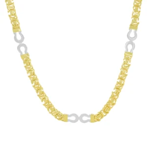 9ct Yellow And White Gold Byzantine Chain 18″ 7.5mm