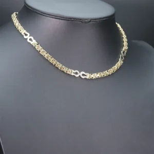 9ct Yellow And White Gold Byzantine Chain 18″ 7.5mm